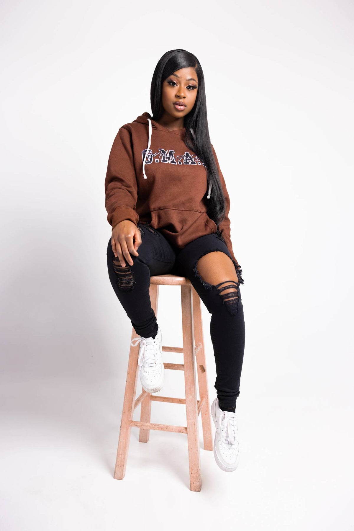 G.M.A.B Cursive Edition Brown Hoodie